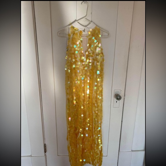 Zara Yellow Sequin Dress - Picture 2 of 5